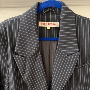 Free People Charcoal Pinstripe Blazer